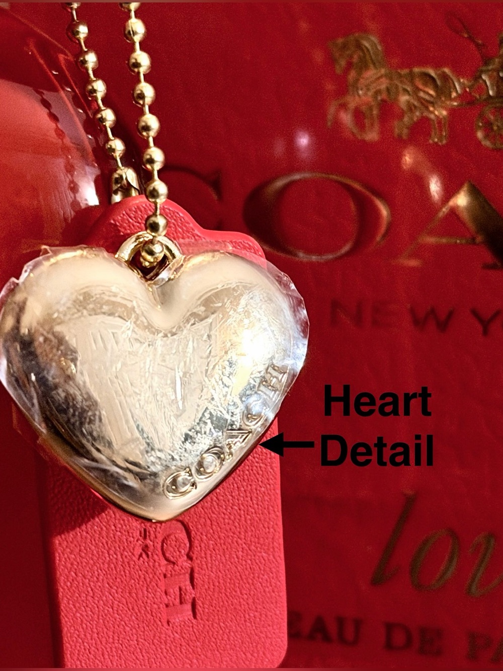 Coach Gold Heart & Bold Red Hangtag Set  NWOTs
